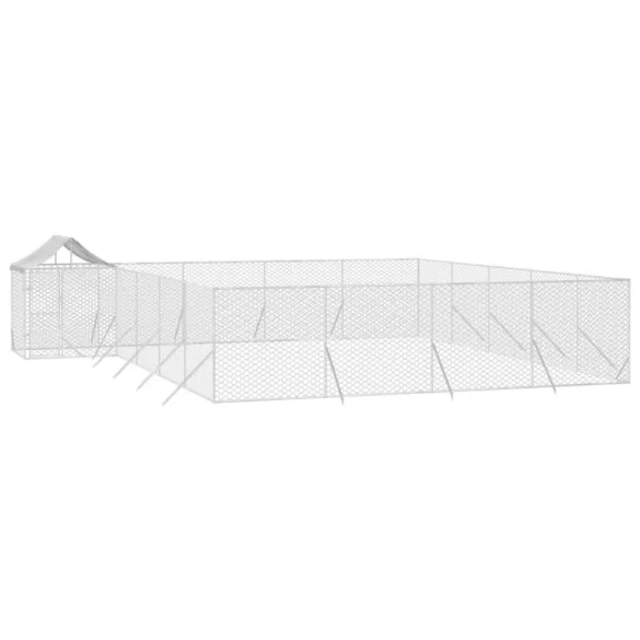 ezüstszínű horganyzott acél kutyakennel tetővel 10x8x2,5 m