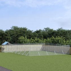   ezüstszínű horganyzott acél kutyakennel tetővel 12x12x2,5 m