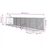 ezüstszínű horganyzott acél kutyakennel tetővel 2x14x2,5 m