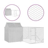 ezüstszínű horganyzott acél kutyakennel tetővel 4x4x2,5 m