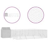 ezüstszínű horganyzott acél kutyakennel tetővel 6x6x2,5 m