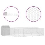 ezüstszínű horganyzott acél kutyakennel tetővel 10x6x2,5 m