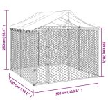 ezüstszínű horganyzott acél kutyakennel tetővel 3x3x2,5 m