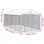 ezüstszínű horganyzott acél kutyakennel tetővel 3x6x2,5 m