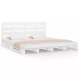 fehér tömör fenyőfa ágy matrac nélkül 140x190 cm