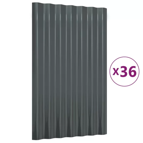 36 db antracitszürke horganyzott acél tetőpanel 60x36 cm