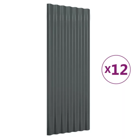 12 db antracitszürke horganyzott acél tetőpanel 100 x 36 cm