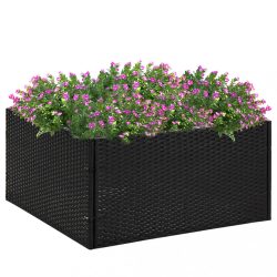 fekete polyrattan kerti ültetőláda 80 x 80 x 40 cm