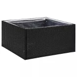 fekete polyrattan kerti ültetőláda 80 x 80 x 40 cm