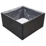 fekete polyrattan kerti ültetőláda 80 x 80 x 40 cm