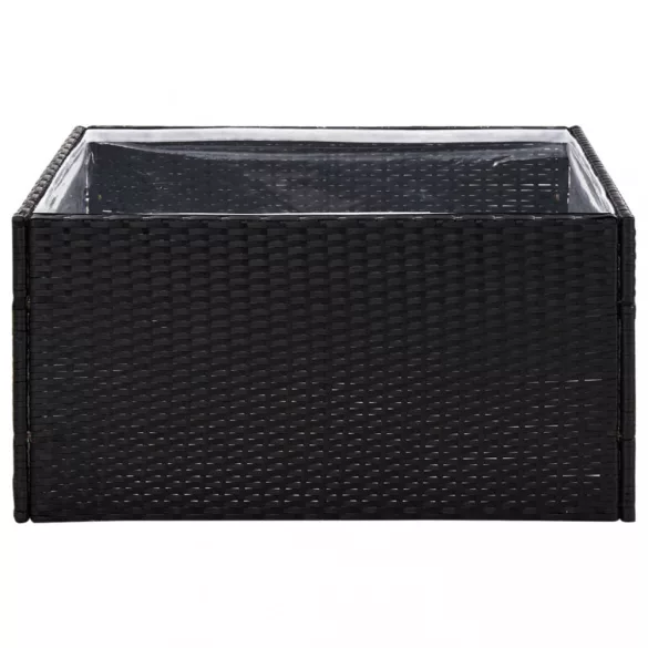 fekete polyrattan kerti ültetőláda 80 x 80 x 40 cm