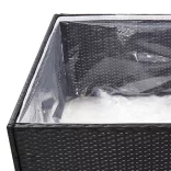 fekete polyrattan kerti ültetőláda 80 x 80 x 40 cm