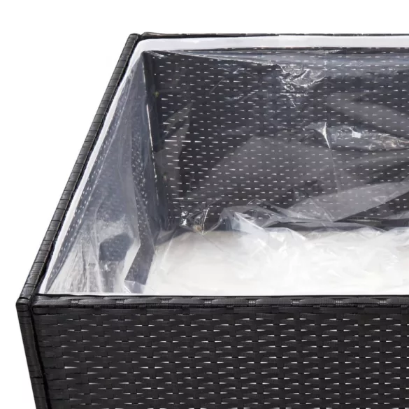 fekete polyrattan kerti ültetőláda 80 x 80 x 40 cm