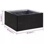 fekete polyrattan kerti ültetőláda 80 x 80 x 40 cm