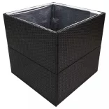 fekete polyrattan kerti ültetőláda 80x80x80 cm