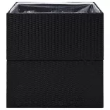 fekete polyrattan kerti ültetőláda 80x80x80 cm