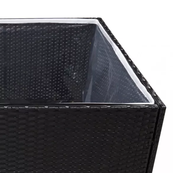 fekete polyrattan kerti ültetőláda 80x80x80 cm