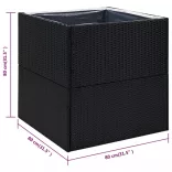fekete polyrattan kerti ültetőláda 80x80x80 cm