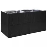 fekete polyrattan kerti ültetőláda 157x80x80 cm