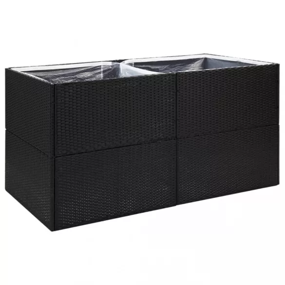 fekete polyrattan kerti ültetőláda 157x80x80 cm
