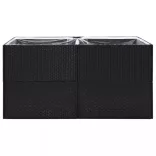 fekete polyrattan kerti ültetőláda 157x80x80 cm