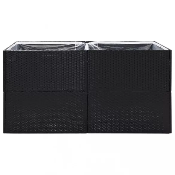 fekete polyrattan kerti ültetőláda 157x80x80 cm