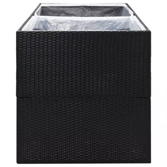 fekete polyrattan kerti ültetőláda 157x80x80 cm