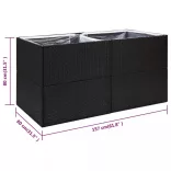 fekete polyrattan kerti ültetőláda 157x80x80 cm