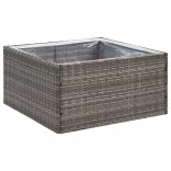 szürke polyrattan kerti ültetőláda 80 x 80 x 40 cm