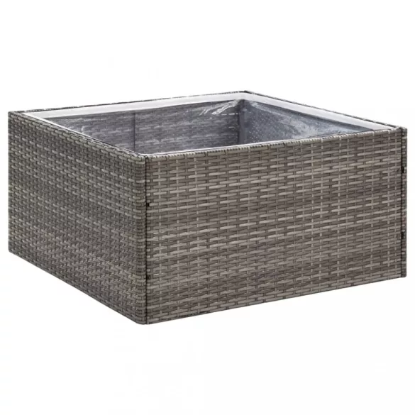 szürke polyrattan kerti ültetőláda 80 x 80 x 40 cm