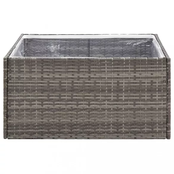 szürke polyrattan kerti ültetőláda 80 x 80 x 40 cm
