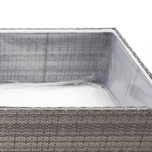 szürke polyrattan kerti ültetőláda 80 x 80 x 40 cm