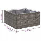 szürke polyrattan kerti ültetőláda 80 x 80 x 40 cm