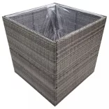 szürke polyrattan kerti ültetőláda 80x80x80 cm