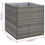 szürke polyrattan kerti ültetőláda 80x80x80 cm