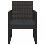 3 részes fekete polyrattan kerti ülőgarnitúra párnákkal