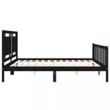 fekete tömör fa ágykeret fejtámlával 200 x 200 cm