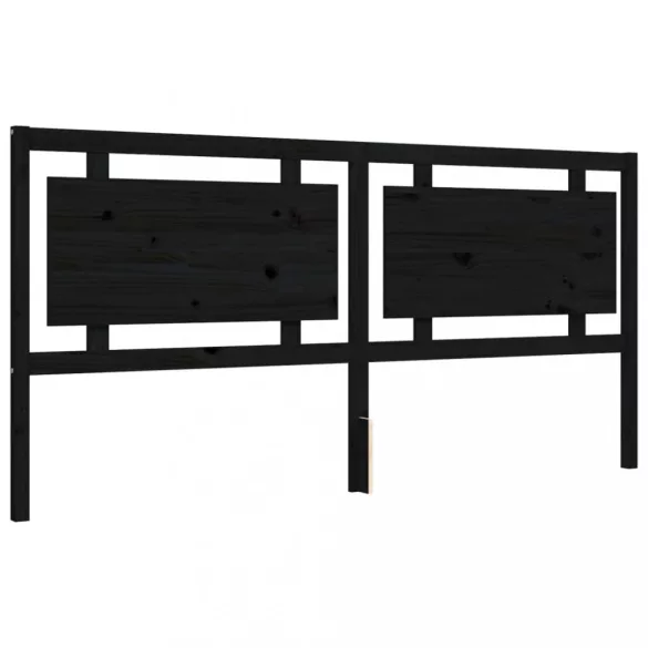 fekete tömör fa ágykeret fejtámlával 200 x 200 cm