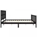 fekete tömör fa ágykeret fejtámlával 200 x 200 cm