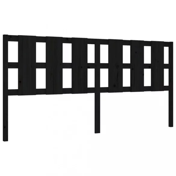 fekete tömör fa ágykeret fejtámlával 200 x 200 cm