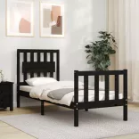 fekete tömör fa ágykeret fejtámlával Small Single