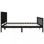 fekete tömör fa ágykeret fejtámlával 200 x 200 cm