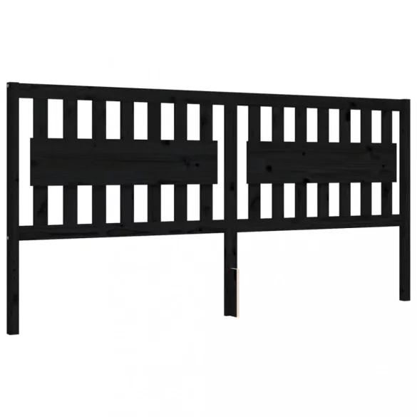 fekete tömör fa ágykeret fejtámlával 200 x 200 cm