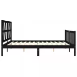 fekete tömör fa ágykeret fejtámlával 200 x 200 cm