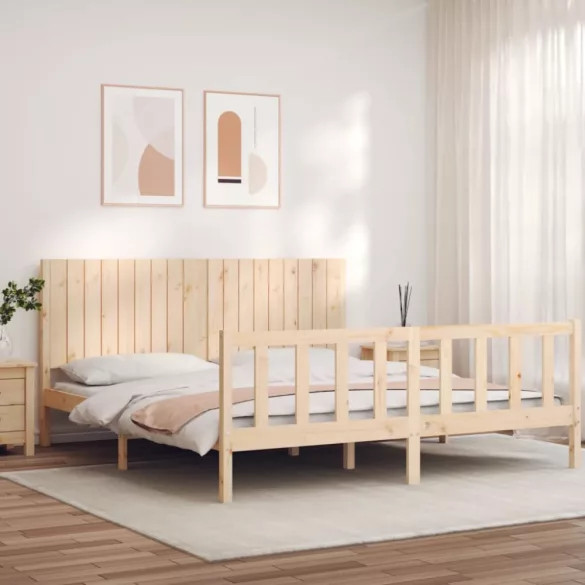 tömör fa ágykeret fejtámlával Super King Size