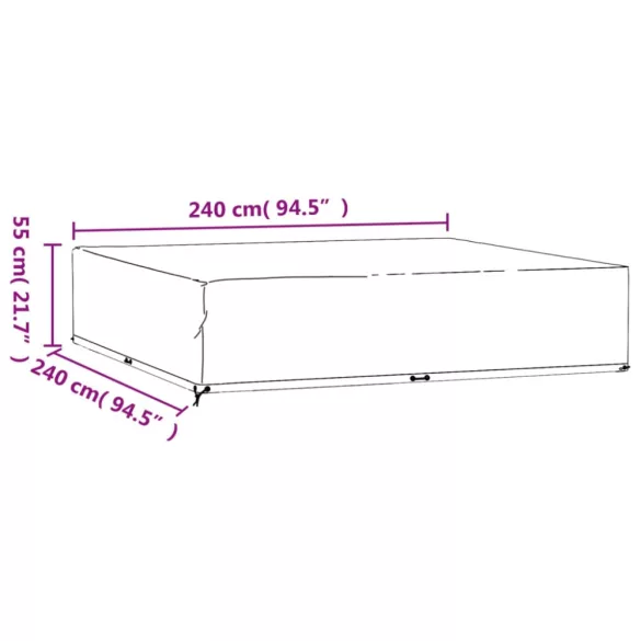 négyzet alakú kerti bútorhuzat 16 fűzőlyukkal 240 x 240 x 55 cm