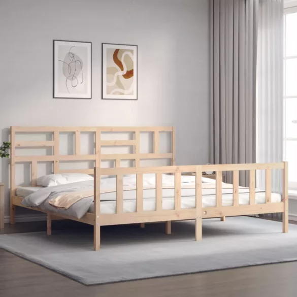 tömör fa ágykeret fejtámlával Super King Size