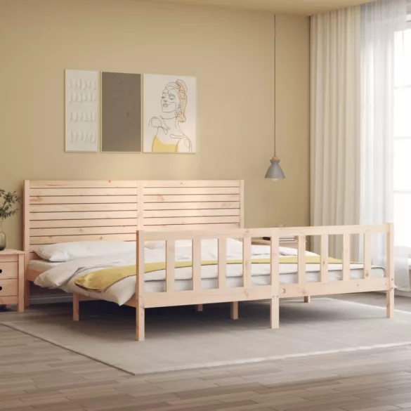 tömör fa ágykeret fejtámlával Super King Size
