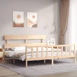 tömör fa ágykeret fejtámlával Super King Size