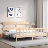 tömör fa ágykeret fejtámlával Super King Size